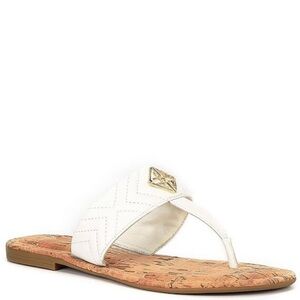 Lailah Leather White Leather 8 M Cork footbed Slides Sandals Antonio Melani NWT